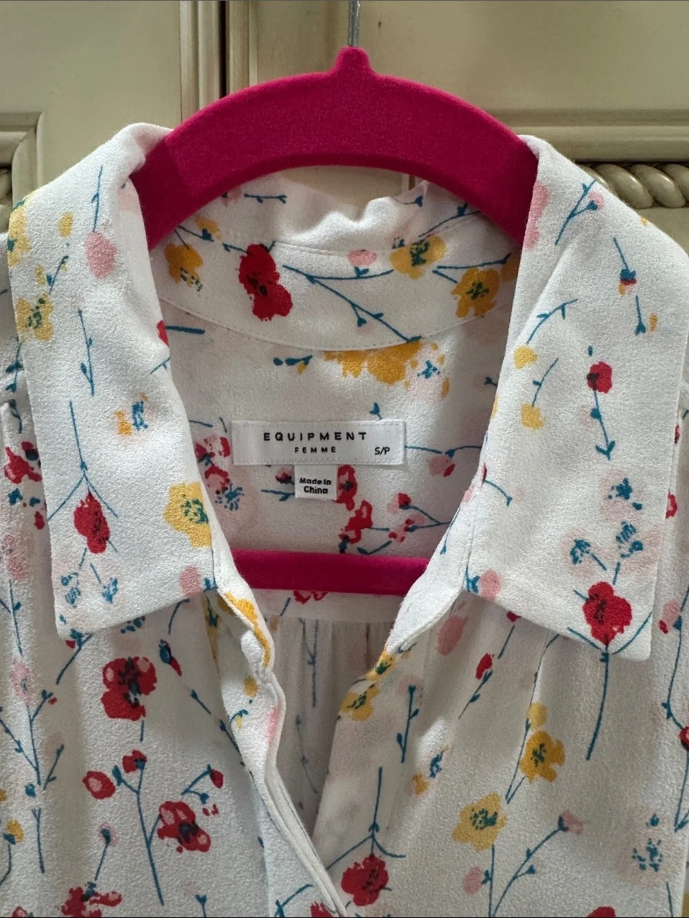 Equipment White Floral Button-Front Blouse Small - Picture 5 of 10